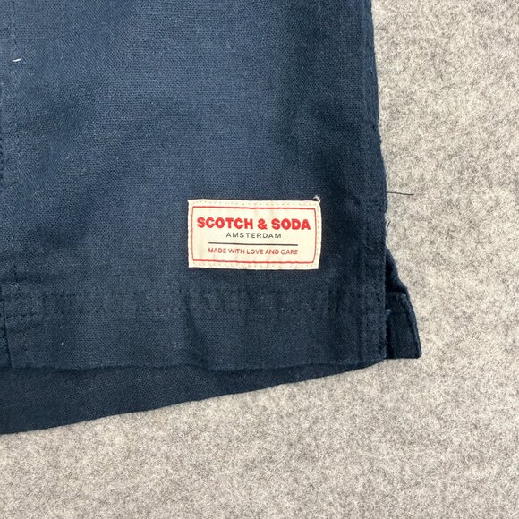 Scotch & Soda Men's Linen Blend Short Sleeve Woven Shirt Medium Blue, NEW - Picture 8 of 12